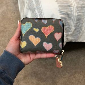 Dooney & Bourke black hearts zip up wallet